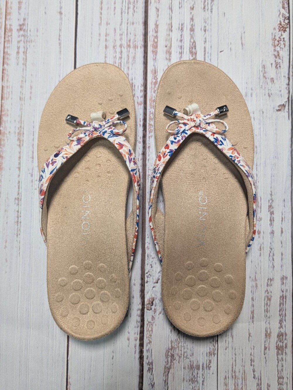 Vionic Women's Bella Floral Print Bow Toe-Post Sandals Size 7.5 - Picture 3 of 12